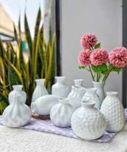 bình mini decor men trắng