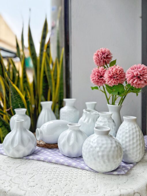 bình mini decor men trắng